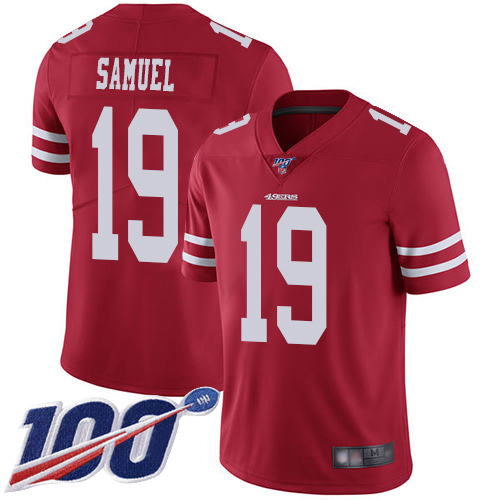 San Francisco 49ers Limited Red Men Deebo Samuel Home NFL Jersey #19 100th Season Vapor Untouchable